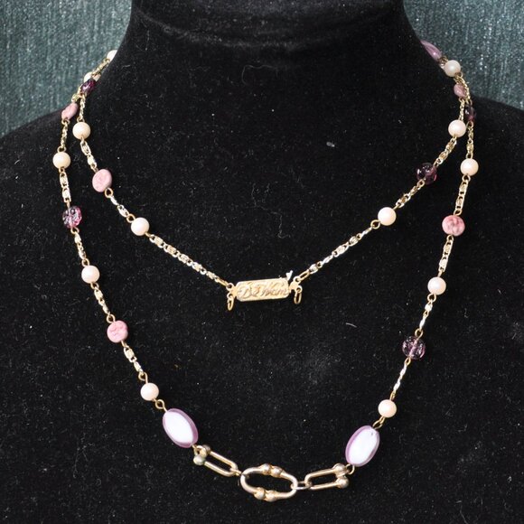 RARE Vintage DE WAN ITALY Necklace Gold Tone Signed Single Stand 37" - Picture 2 of 15